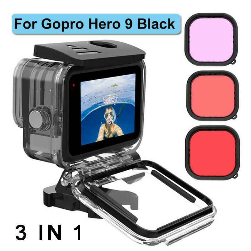 For Gopro Hero 9 Waterproof Housing Case Diving Cover Camera Lens Filters Kit