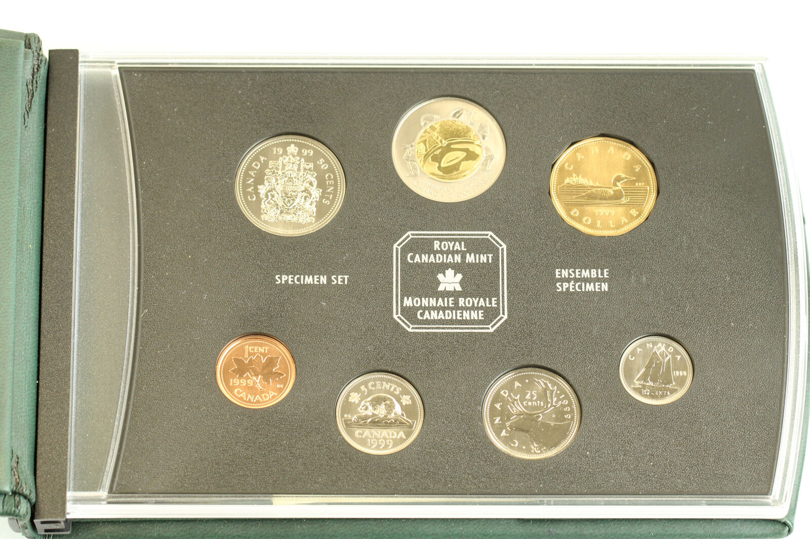 1999 Royal Canadian Mint Specimen Set In Green Leatherette Case