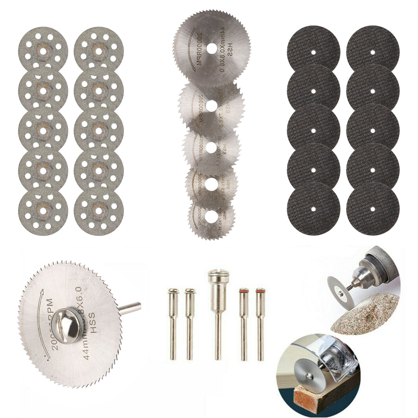 30Pcs Cutting Wheel Set for Mini Drill Dremel Rotary Tool Accessories w/ Mandrel