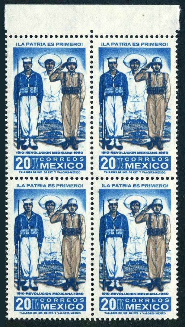 Mexico 915 Block/4,mnh Mi 1101. Mexican Revolution,50th Ann.sailor,soldier,1961.