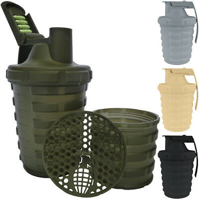 Grenade 20 oz. Shaker Blender Mixer Bottle with 600ml Protein Cup Compartment