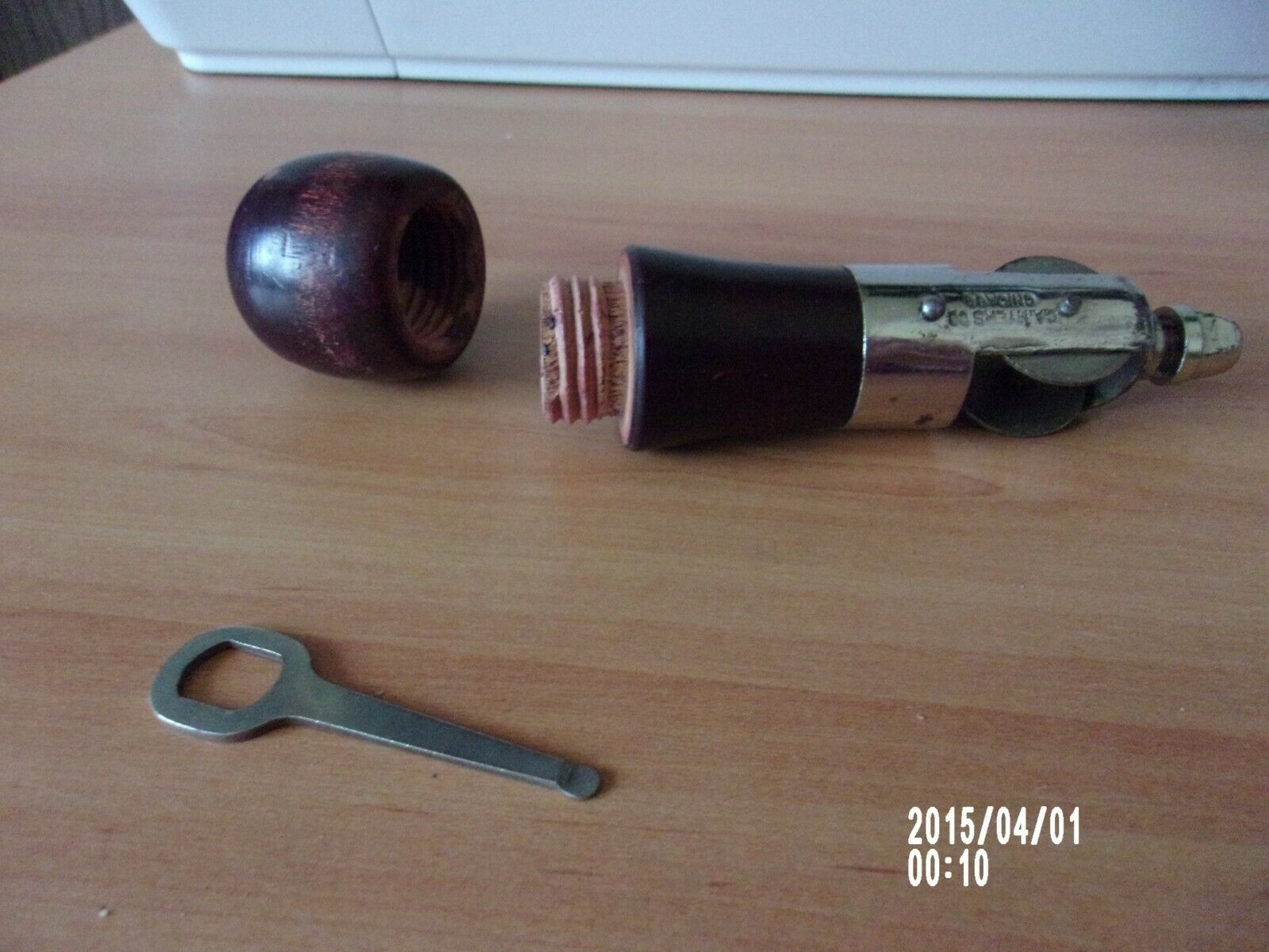 Wood Handle Antique Awl With Key
