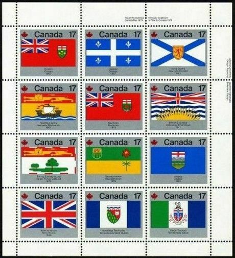 Canada 821-832a Pane,hinged.mi 731-742 Klb. Provincial, Territorial Flags, 1979.