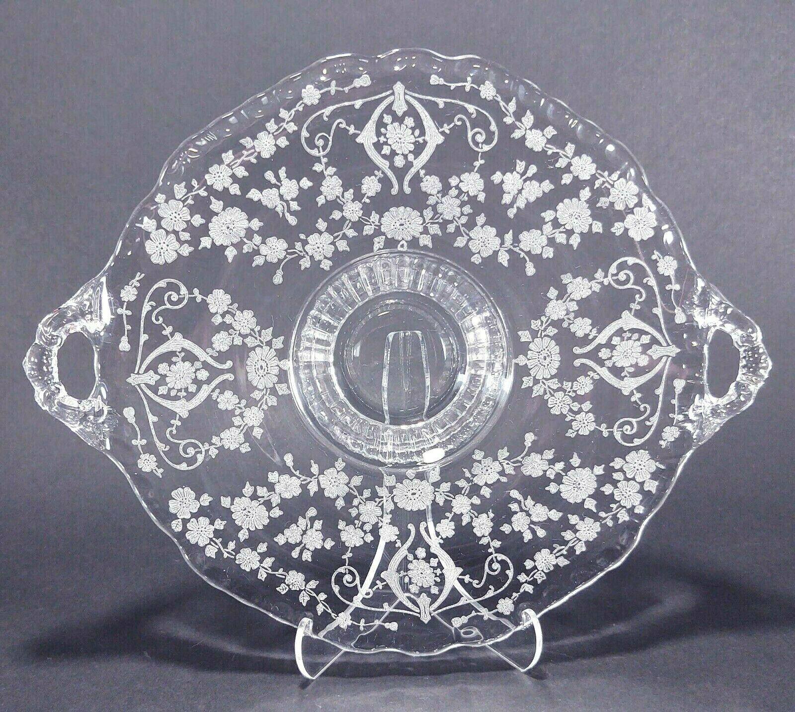 Cambridge Diane Clear Etched Glass 9 1/2" Relish Tray Candy Dish