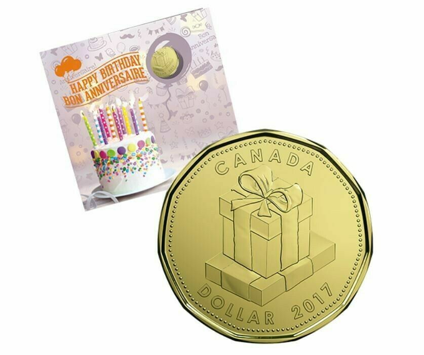 Canada Special Loonie Mint Set 2017 Happy Birthday 1 Dollar Coin