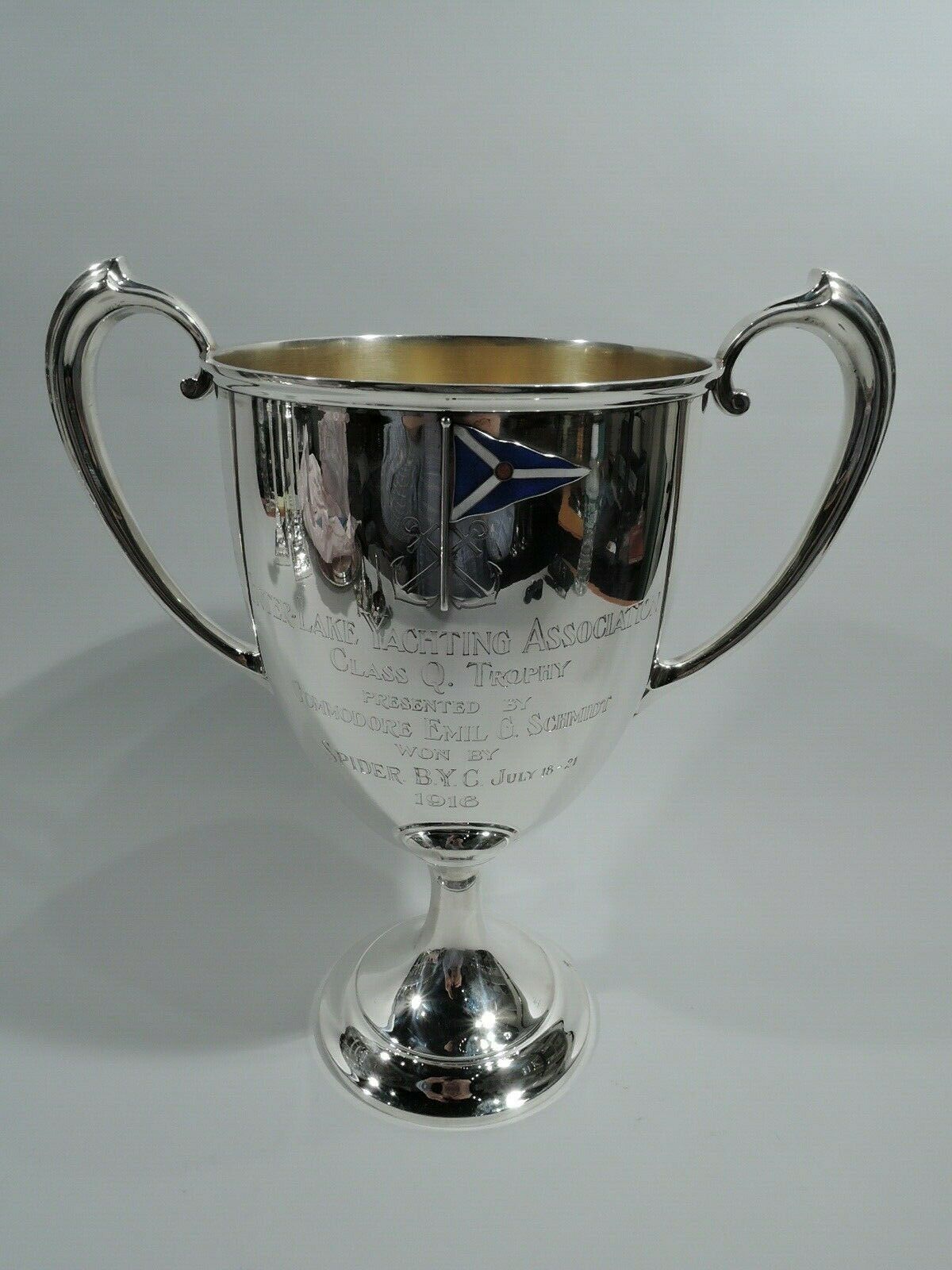 Gorham Trophy Cup - Inter Lake Yachting Assoc. - American Sterling Silver Enamel