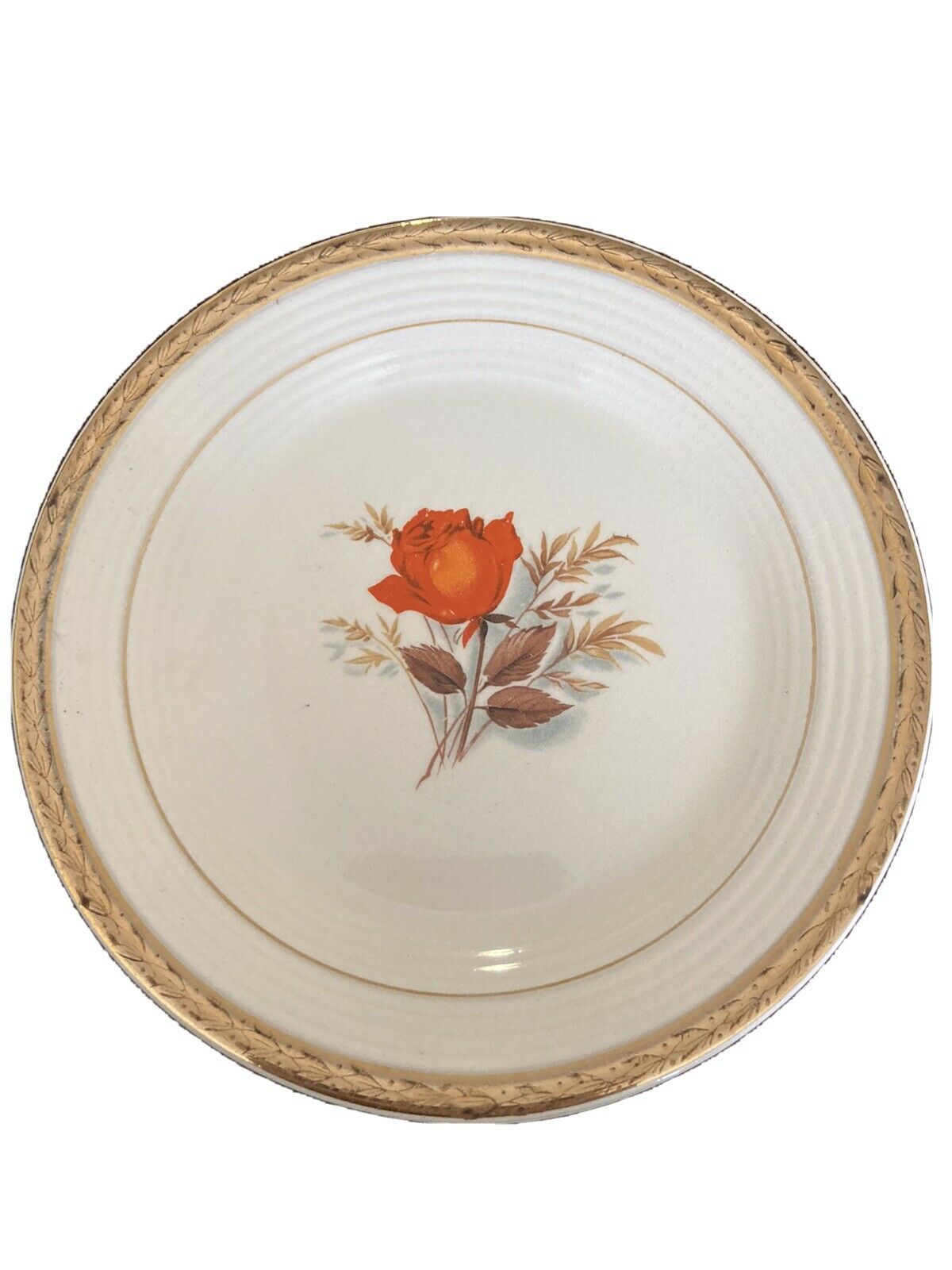 TRIUMPH American Limoges 22k gold vermillion rose Belvedere T plate dish red