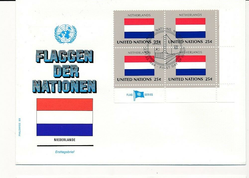 D112872 Flag Series Netherlands Fdc United Nations New York Bureau